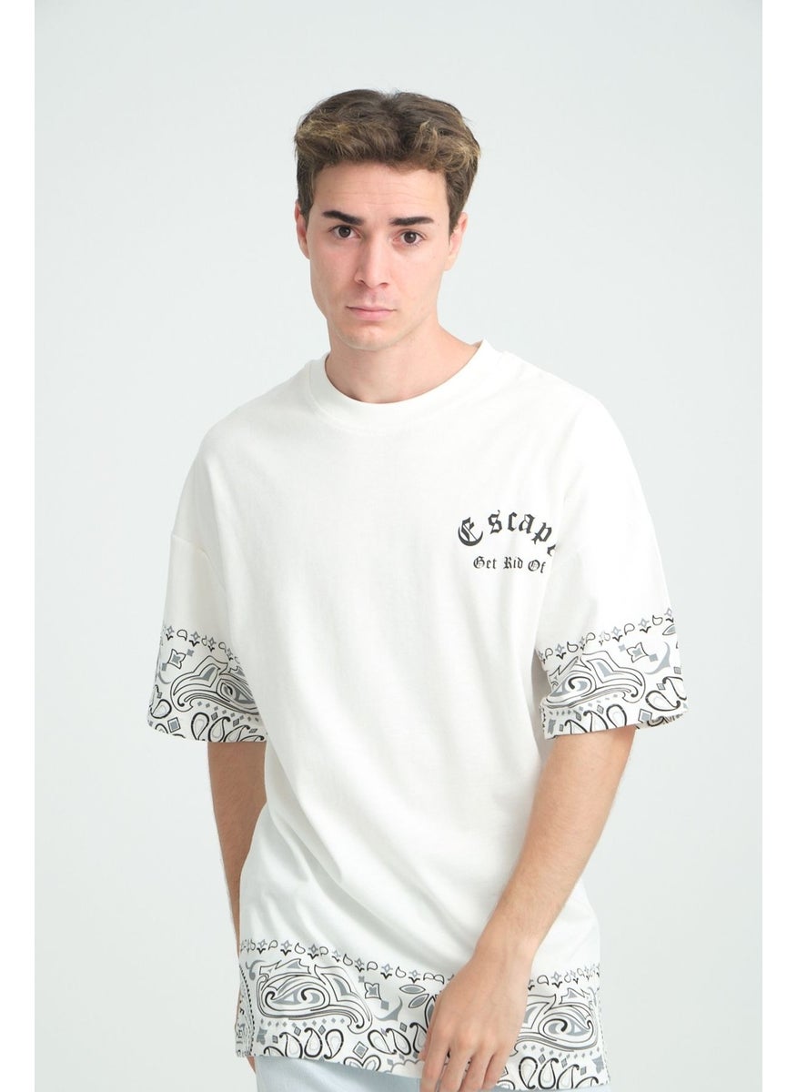 Four Man - Oversize Bandana Patterned T-Shirt - Combination of Elegance and Comfort - Image 1