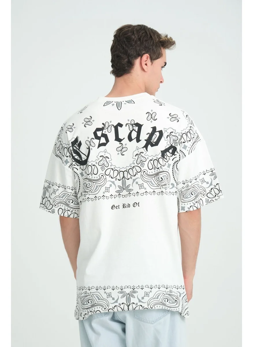 Four Man Oversize Bandana Patterned T-Shirt - Combination of Elegance and Comfort