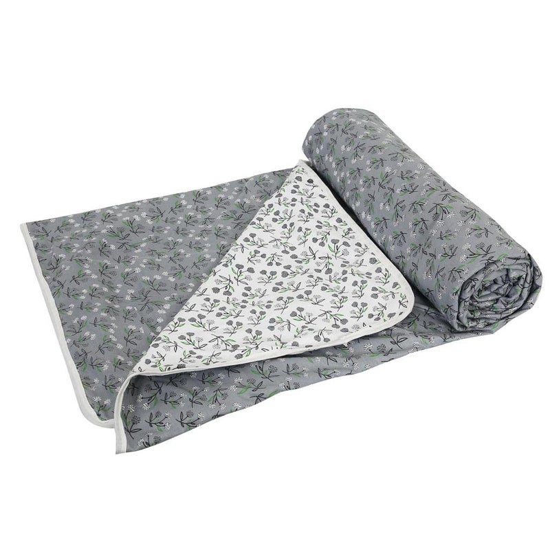 CK CREATION Pure Cotton Reversible AC BlanketDohar for Home Single Bed 58 x 88AC Blanket Soft LightWeight Bed Blanket100 Cotton Malmal Single Bed Dohar Cotton Grey Flower