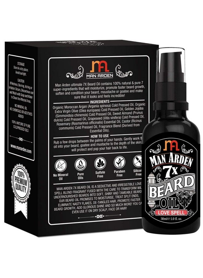 Man Arden 7X Beard Oil 30Ml (Love Spell) - 7 Premium Oils Blend Supports Beard Growth & Nourishment  - Image 2