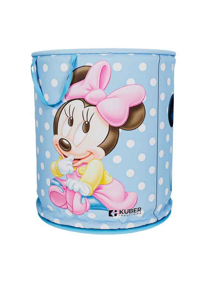 Kuber Industries Disney Mickey & Team Print Round Laundry Basket|Polyester Clothes Hamper|Waterproof & Foldable Round Laundry Bag with Handle,45 Ltr.(Sky Blue) - Image 2
