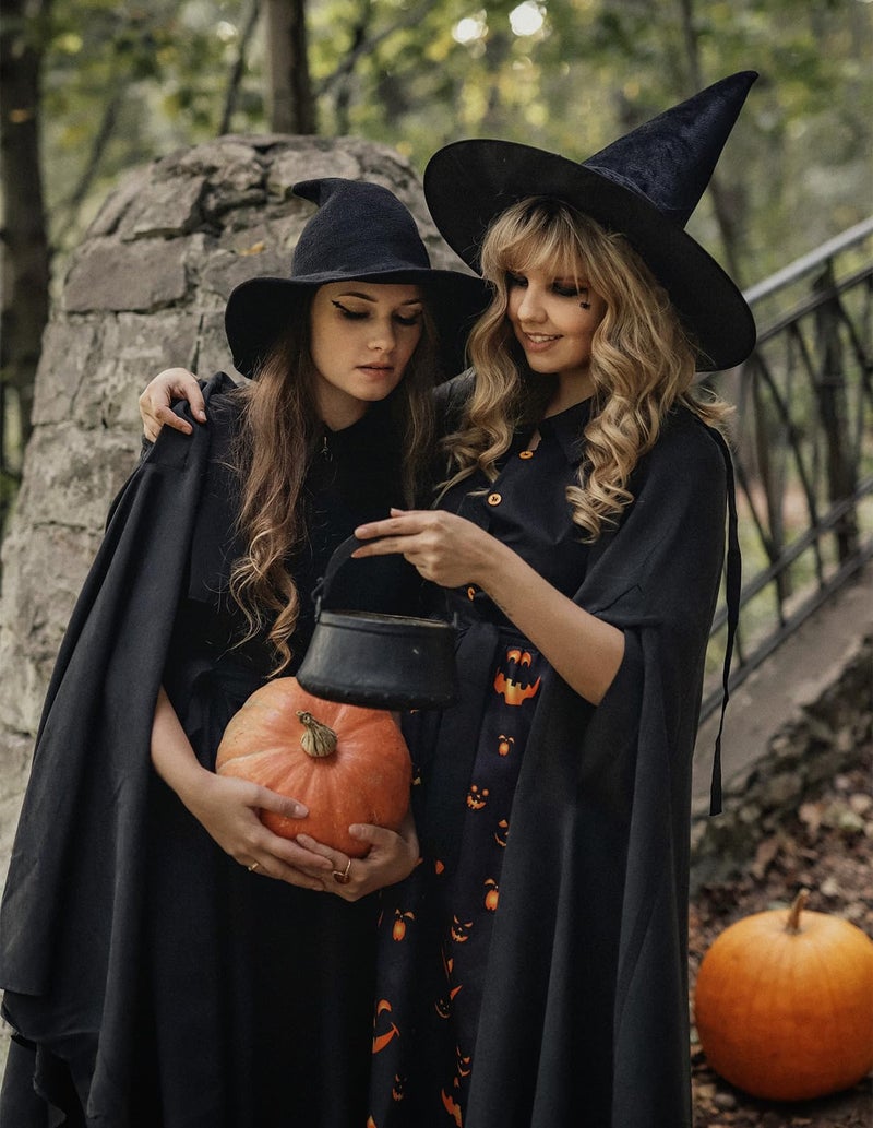 Scarlet Darkness Women Renaissance Hooded Cape Medieval Cloak Hobbit Halloween Costume Black - Image 3