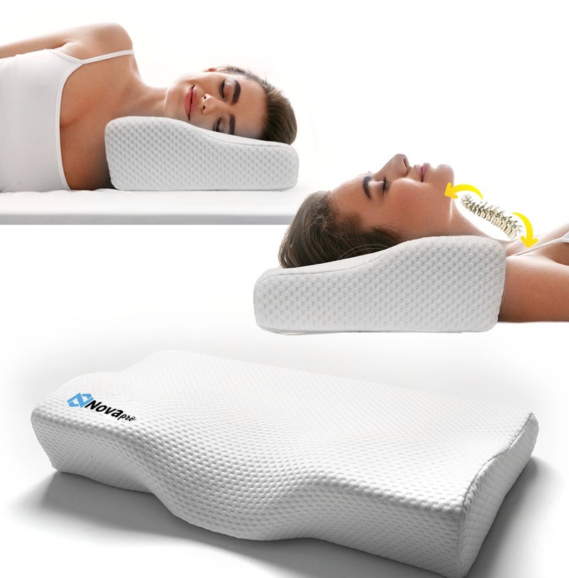 Novapro Nova pro Memory Foam Neck Pillows for sleeping | Cervical Pillows for sleeping | orthopedic pillow for shoulder, Neck Pain and Snoring | Side,Back and Stomach Sleepers - Image 1