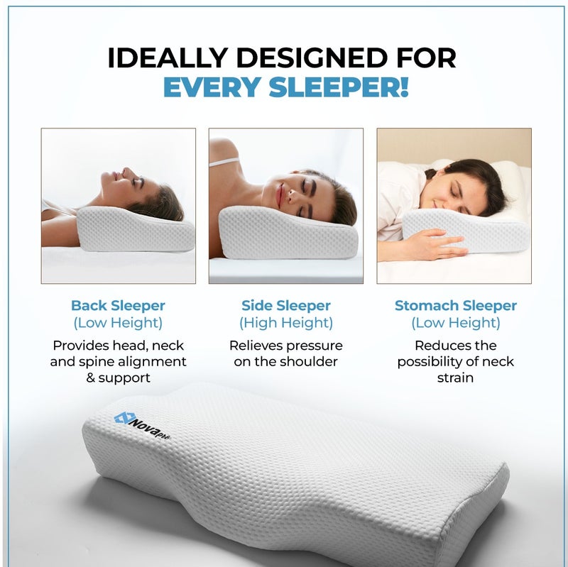 Novapro Nova pro Memory Foam Neck Pillows for sleeping | Cervical Pillows for sleeping | orthopedic pillow for shoulder, Neck Pain and Snoring | Side,Back and Stomach Sleepers - Image 3