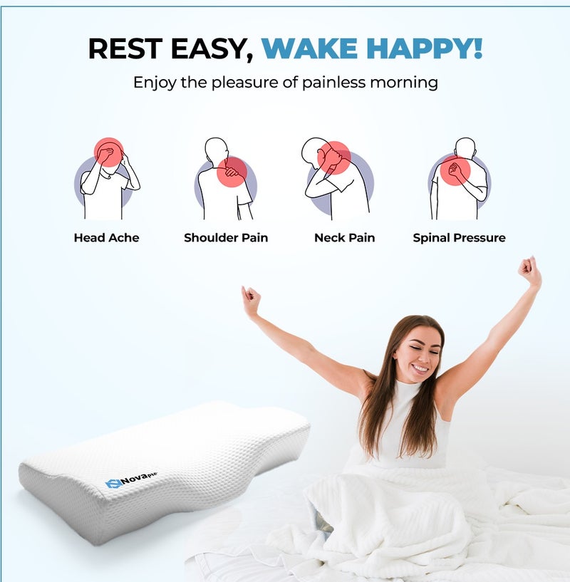 Novapro Nova pro Memory Foam Neck Pillows for sleeping | Cervical Pillows for sleeping | orthopedic pillow for shoulder, Neck Pain and Snoring | Side,Back and Stomach Sleepers - Image 5