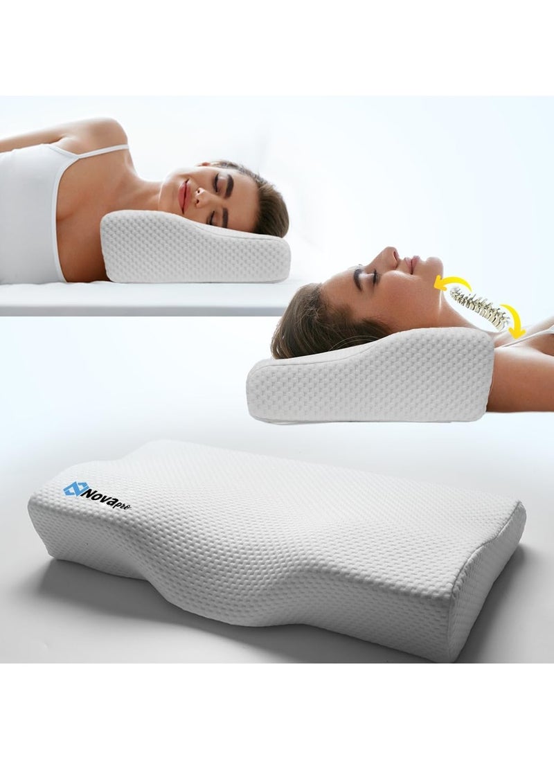 Novapro Nova pro Memory Foam Neck Pillows for sleeping | Cervical Pillows for sleeping | orthopedic pillow for shoulder, Neck Pain and Snoring | Side,Back and Stomach Sleepers  - Image 1