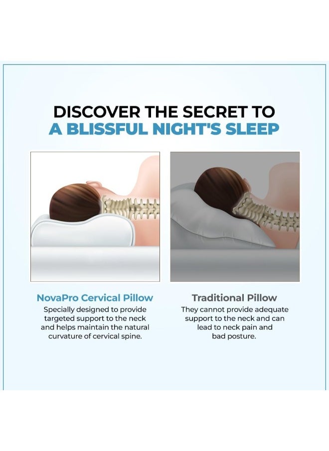 Novapro Nova pro Memory Foam Neck Pillows for sleeping | Cervical Pillows for sleeping | orthopedic pillow for shoulder, Neck Pain and Snoring | Side,Back and Stomach Sleepers  - Image 5