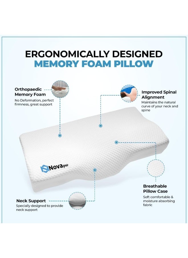 Novapro Nova pro Memory Foam Neck Pillows for sleeping | Cervical Pillows for sleeping | orthopedic pillow for shoulder, Neck Pain and Snoring | Side,Back and Stomach Sleepers  - Image 4