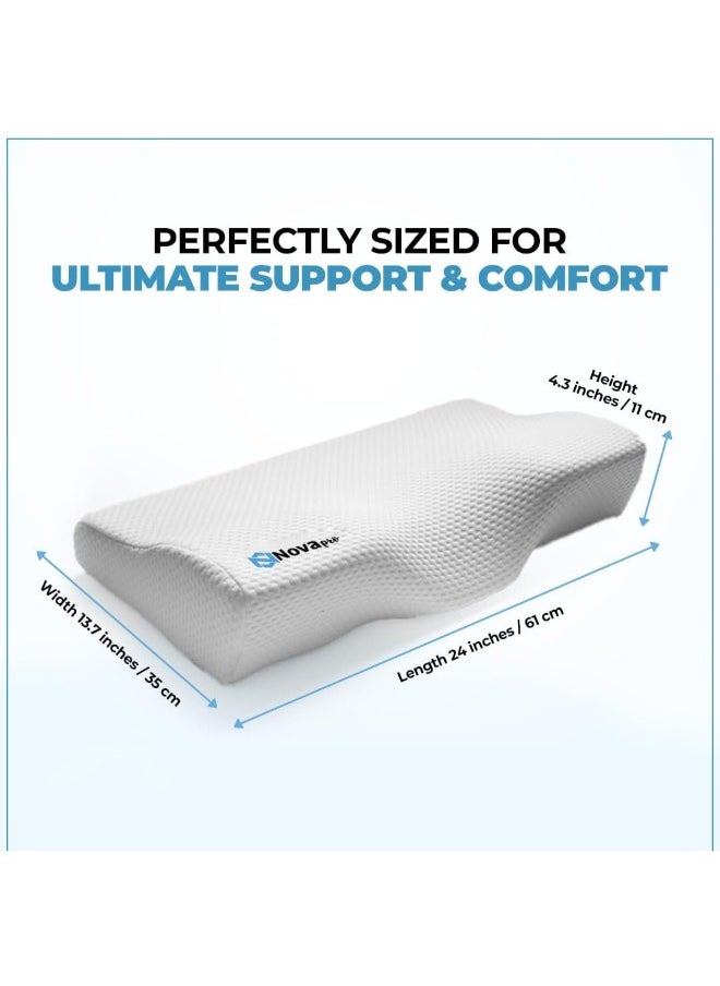 Novapro Nova pro Memory Foam Neck Pillows for sleeping | Cervical Pillows for sleeping | orthopedic pillow for shoulder, Neck Pain and Snoring | Side,Back and Stomach Sleepers  - Image 3
