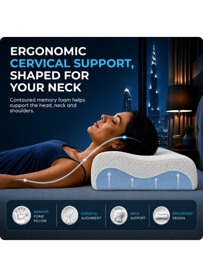 Novapro Memory Foam Orthopedic Medical Cervical Neck Pillows for Sleeping | Medicated , Ergonomic pillow for shoulder , Neck pain and snoring | Side , back and stomach sleepers - Image 2