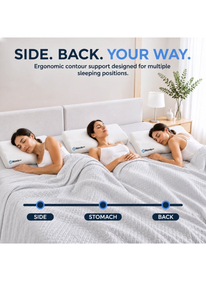 Novapro Memory Foam Orthopedic Medical Cervical Neck Pillows for Sleeping | Medicated , Ergonomic pillow for shoulder , Neck pain and snoring | Side , back and stomach sleepers - Image 4