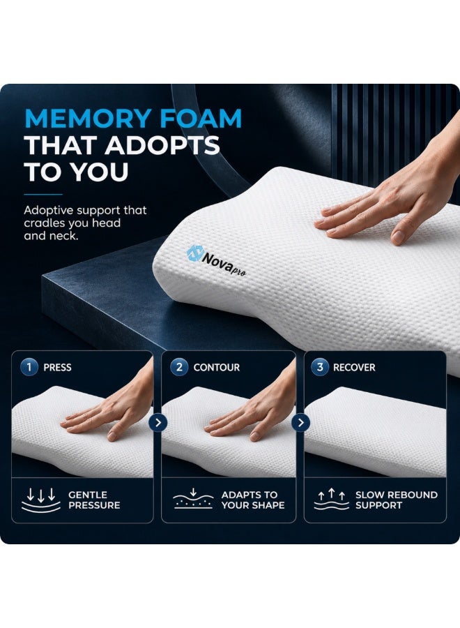 Novapro Memory Foam Orthopedic Medical Cervical Neck Pillows for Sleeping | Medicated , Ergonomic pillow for shoulder , Neck pain and snoring | Side , back and stomach sleepers - Image 5