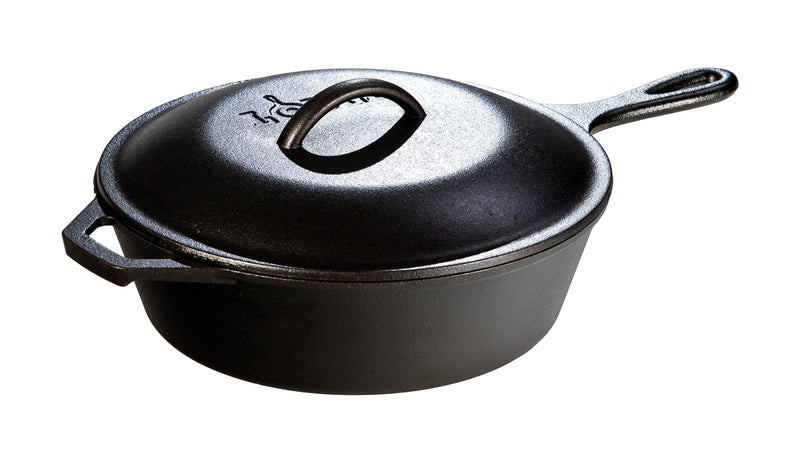 Lodge 3 Quart PreSeasoned Cast Iron Deep Skillet with Lid