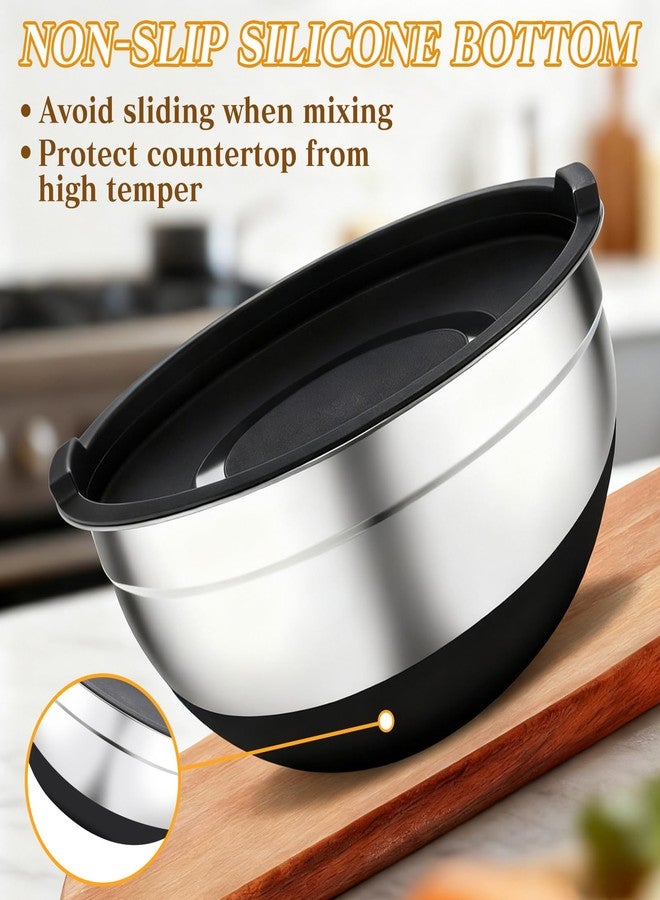 Unokit Mixing Bowls with Lids Set, 7 Pcs Stainless Steel Mixing Bowls with 3 Grater Attachments, Non-Slip Silicone Base Mixing Bowl Set, Sizes 4.5, 4, 3.5, 2.1, 1.5, 1.1, 0.7 Qt for Mixing, Serving - Image 5