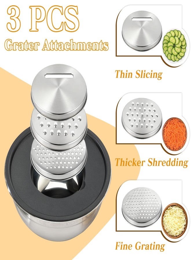 Unokit Mixing Bowls with Lids Set, 7 Pcs Stainless Steel Mixing Bowls with 3 Grater Attachments, Non-Slip Silicone Base Mixing Bowl Set, Sizes 4.5, 4, 3.5, 2.1, 1.5, 1.1, 0.7 Qt for Mixing, Serving - Image 4