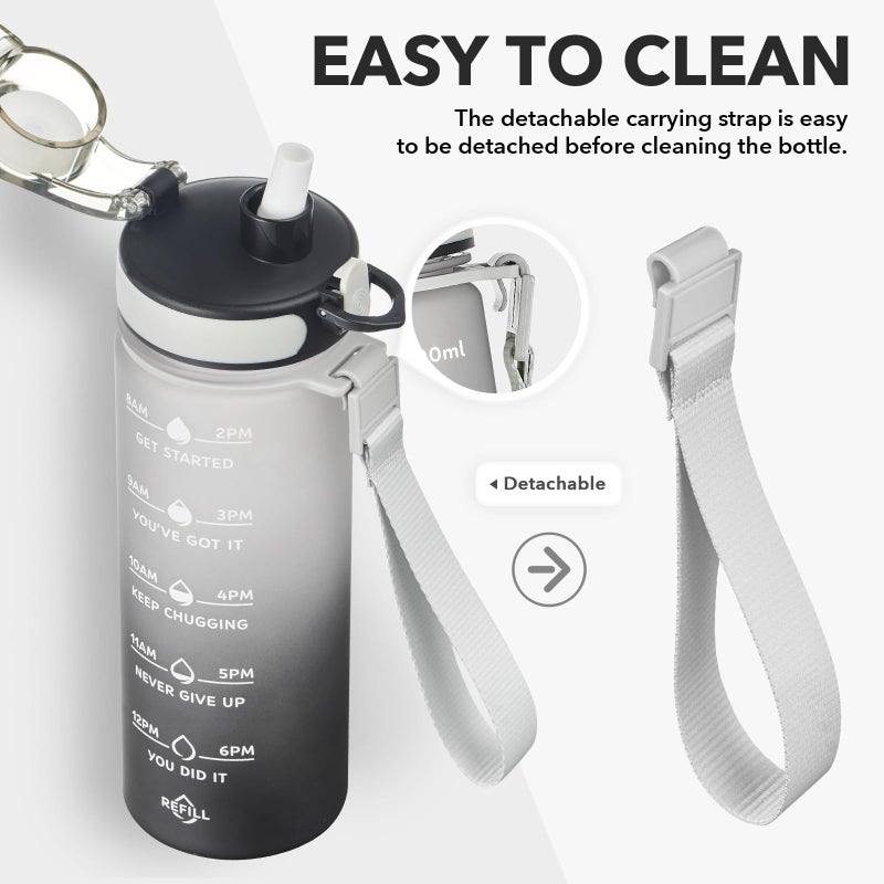 Enerbone 24 oz Water Bottle  Leakproof BPA & Toxic Free  Motivational Water Bottle with Times to Drink and Straw  Fitness Sports Water Bottle with Strap for Office  Gym  Outdoor Sports - Image 5