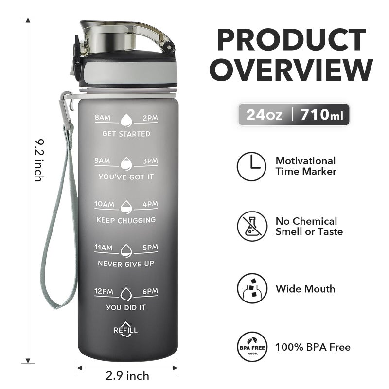 Enerbone 24 oz Water Bottle  Leakproof BPA & Toxic Free  Motivational Water Bottle with Times to Drink and Straw  Fitness Sports Water Bottle with Strap for Office  Gym  Outdoor Sports - Image 2