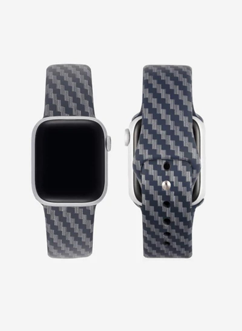 iSNUP Matte Silicone Carbon Fiber Design Watch Band for Apple Watch 42mm 44mm 45mm 49mm Compatible with - Series Ultra 2, 1, and Series 9, 8,7,6,5,4,SE,3,2,1 – Light Black - Image 1