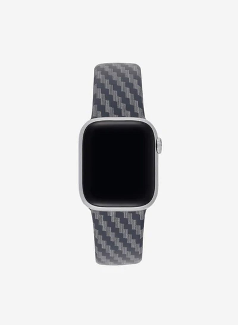 iSNUP Matte Silicone Carbon Fiber Design Watch Band for Apple Watch 42mm 44mm 45mm 49mm Compatible with - Series Ultra 2, 1, and Series 9, 8,7,6,5,4,SE,3,2,1 – Light Black - Image 2