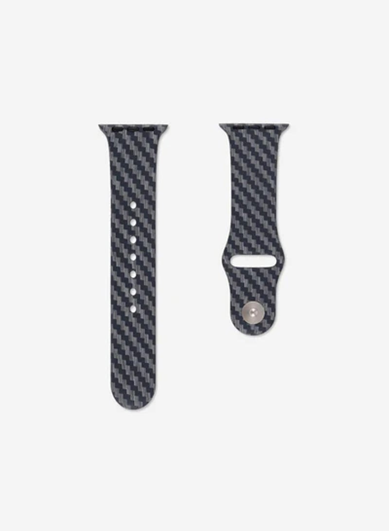 iSNUP Matte Silicone Carbon Fiber Design Watch Band for Apple Watch 42mm 44mm 45mm 49mm Compatible with - Series Ultra 2, 1, and Series 9, 8,7,6,5,4,SE,3,2,1 – Light Black - Image 3