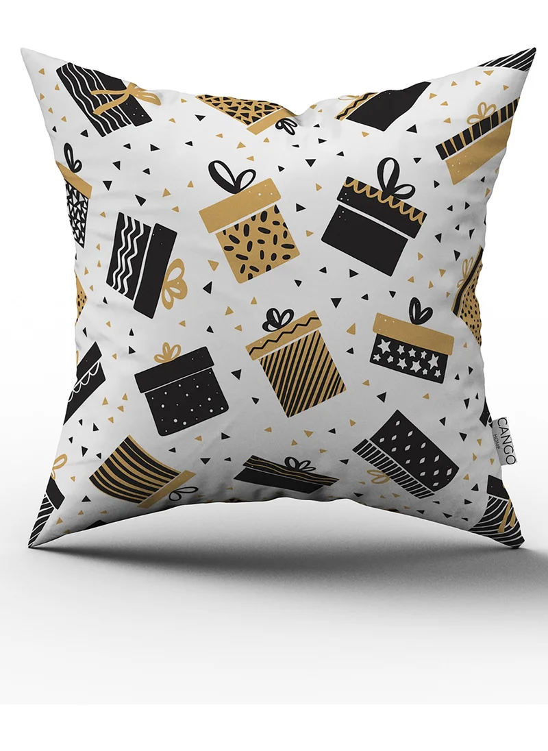 Cango Home Black Yellow New Year Themed Digital Printed Throw Pillow Cover CGH857