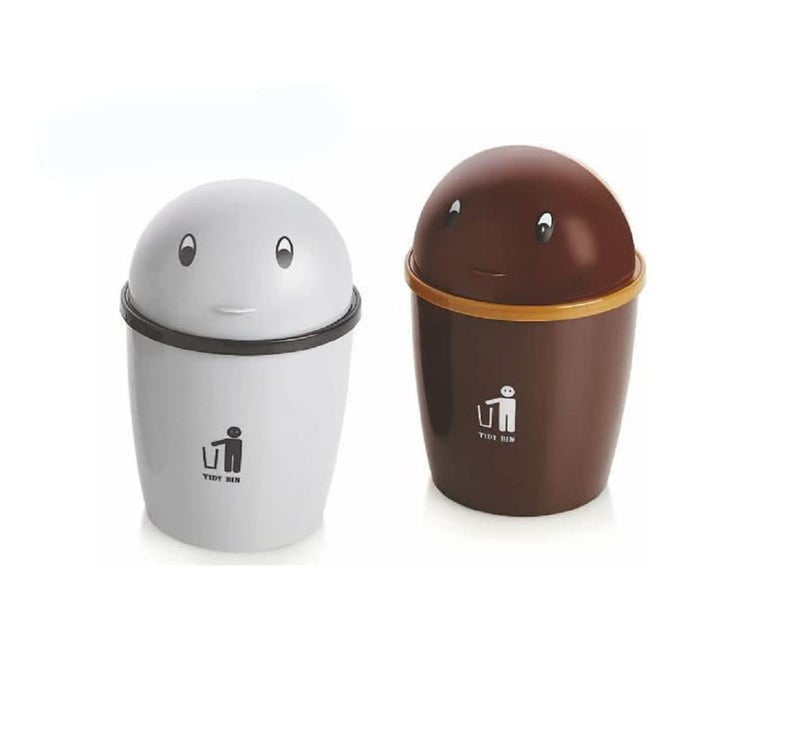 PUTHAK Mini Plastic Desktop Trash Can Home Table Dustbin Storage Bucket With Lid 2 LitrePack Of 2 - Image 1