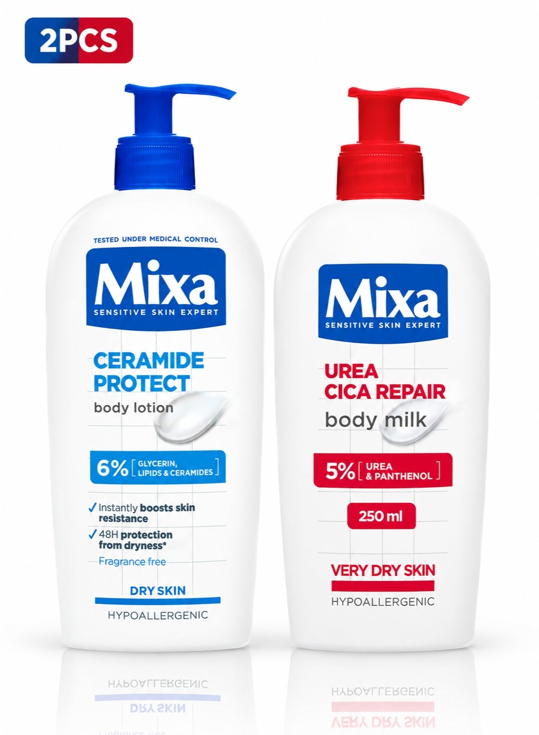 MIXA Dry And Sensitive Skin Body Care Set Ceramide Protect Body Lotion And Urea Cica Repair Body Lotion