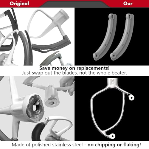 qAp quality art Practical Flex Edge Beater Pro FEB5HD for KitchenAid 5QT Bowl-Lift Stand Mixers - Stainless Steel Flat Beater with Replaceable Silicone Edges. - Image 4