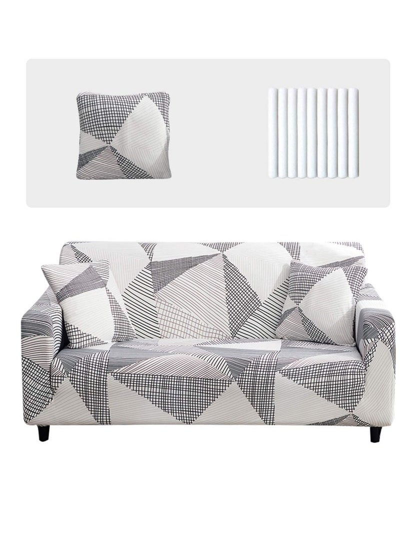 Generic - Stretch Sofa Cover, Anti-Slip Couch Slipcovers, Elastic Furniture Protector for Armchair/Couch Soft Fabric Settee Covers Couch Cover with 1 Cushion Cover (Medium, Lines) - Image 1