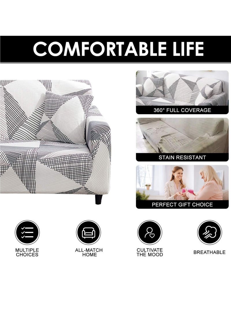 Generic - Stretch Sofa Cover, Anti-Slip Couch Slipcovers, Elastic Furniture Protector for Armchair/Couch Soft Fabric Settee Covers Couch Cover with 1 Cushion Cover (Medium, Lines) - Image 1