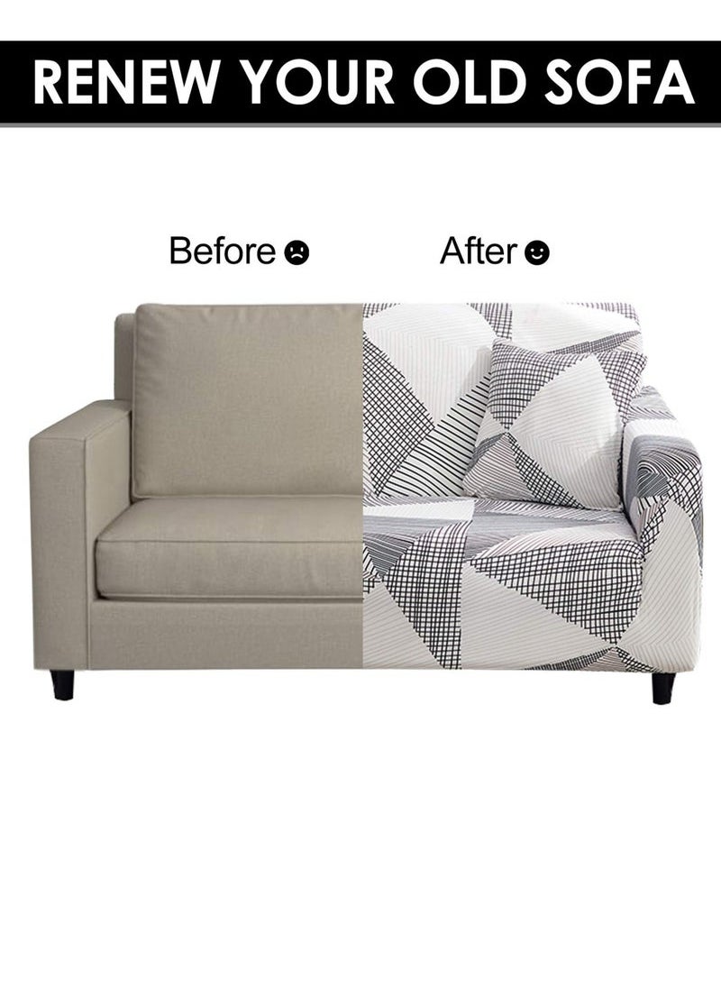 Generic - Stretch Sofa Cover, Anti-Slip Couch Slipcovers, Elastic Furniture Protector for Armchair/Couch Soft Fabric Settee Covers Couch Cover with 1 Cushion Cover (Medium, Lines) - Image 1