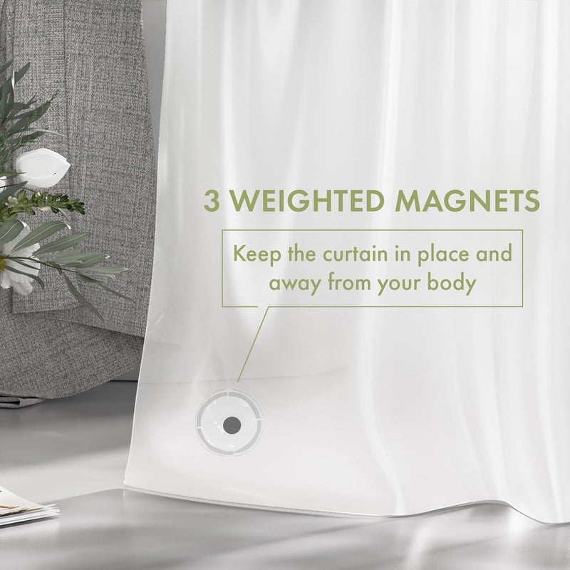 AmazerBath 72x78 Plastic Frosted Shower Curtain Liner - Waterproof PEVA with 3 Magnets - Image 5