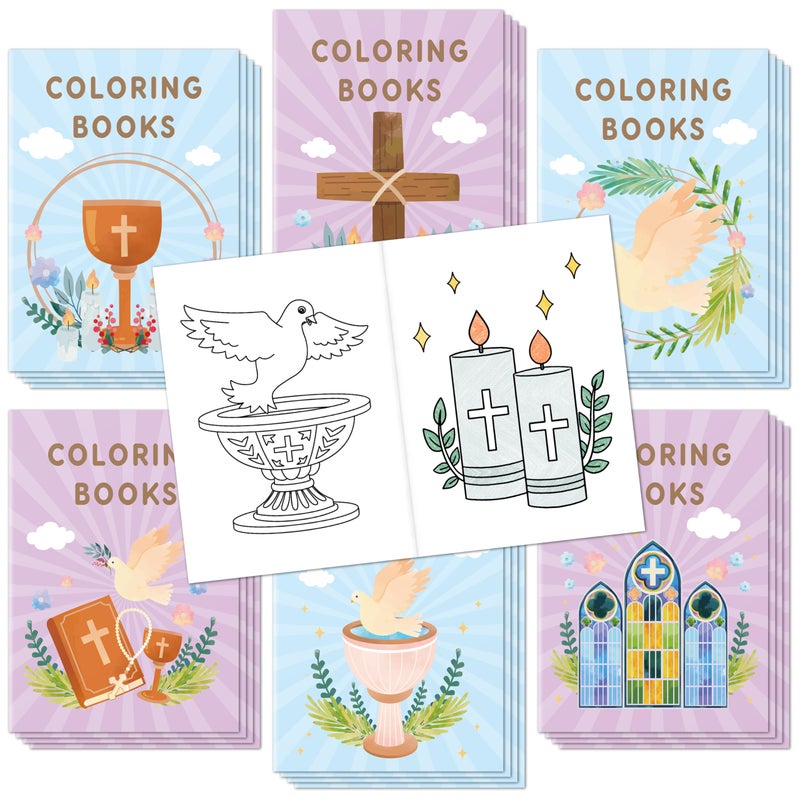 JAPBOR Catholic Coloring Books for Kids 24PCS Mini Religious Themed Color Book Bulk Party Favors Christian Jesus Small Colouring Pages for Sunday School Church Classroom Drawing Painting Games - Image 3