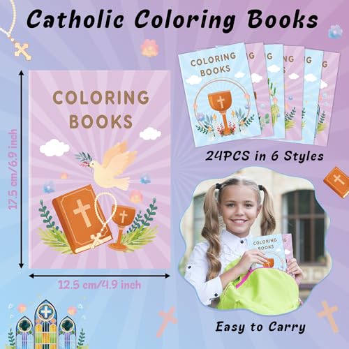 JAPBOR Catholic Coloring Books for Kids 24PCS Mini Religious Themed Color Book Bulk Party Favors Christian Jesus Small Colouring Pages for Sunday School Church Classroom Drawing Painting Games - Image 5