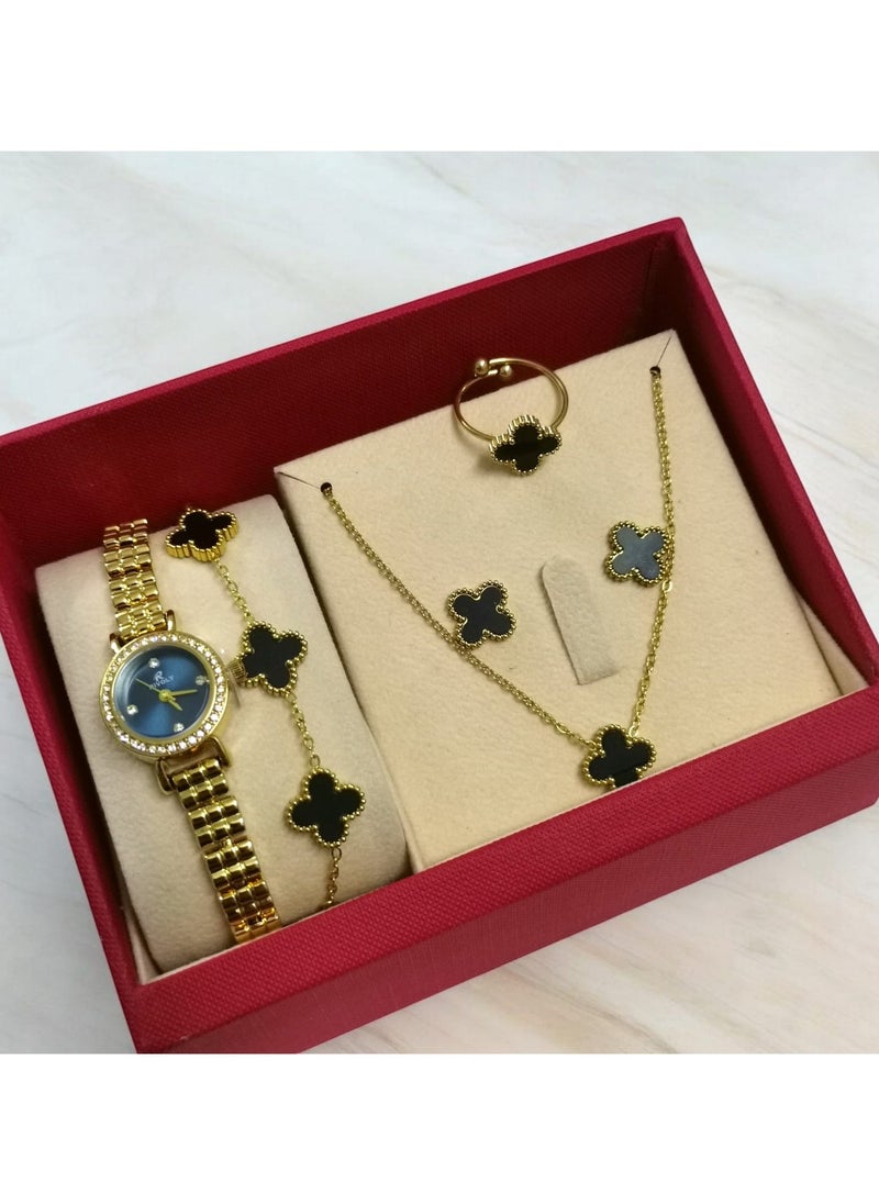 Rivoly Elegant women's stainless steel set consisting of a waterproof watch with a set of bracelets, rings, necklaces, and earrings  - Image 1