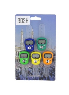 Rosh 5-Piece Digital Electronic Finger Tally Counter-Multicolour 