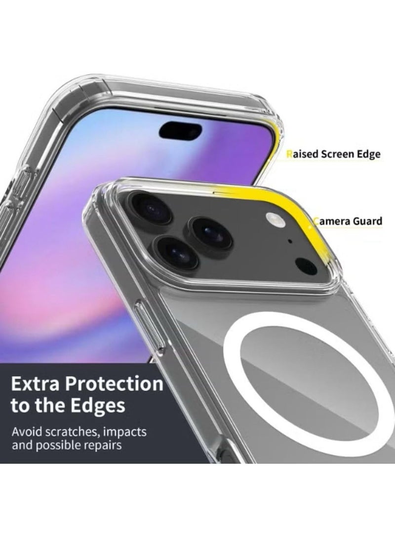 Case for iPhone 17 Pro Max Clear Magnetic Cover Mag Safe Compatible Hybrid Protective Crystal Clear Hard Back Case Shockproof TPU Frame Slim Transparent Case for Apple iPhone 17 Pro Max - Image 3