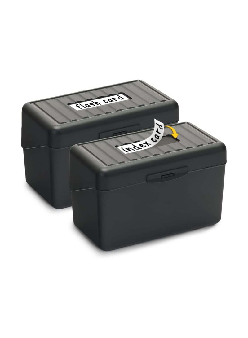 Zikra Index Card Holder 3x5, Index Card Box Organizer Case, 3x5 Flash Note Card Holder, 300 Card Capacity Box, 2 Packs (Black) - Image 1