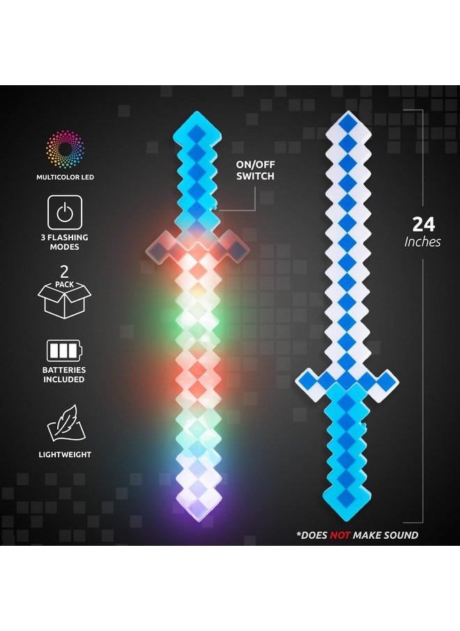 فان سينترال لعبة سيف فن سنترال المضيئة LED مقاس 24 بوصة 8 بت للأطفال - أزرق - عبوة من قطعتين (أزرق، 24 بوصة)  - Image 3