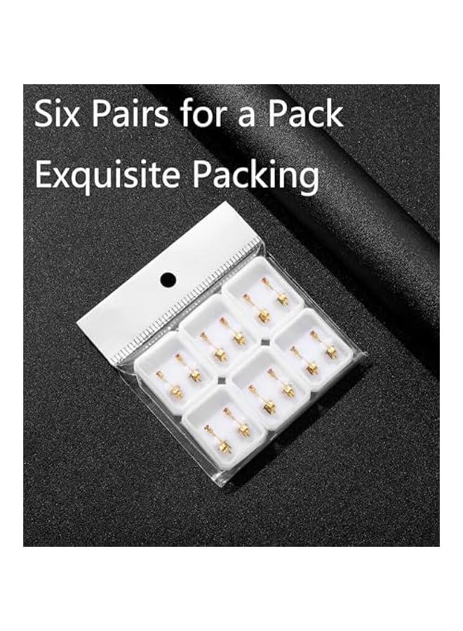 Arabest 14K Gold Filled Polished Small CZ Pearl Ball Stud Earrings Set for Women Men 20G Surgical Steel Hypoallergenic Piercing Studs for Sensitive Ear, Pack of 6 Pairs  - Image 5