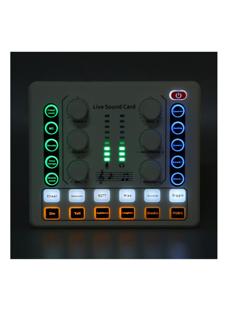Live Sound Card, Mini Audio Mixer Board for PC Computer Phone, Voice Changer Sound Card Fit for PS4, Xbox, Switch, DJ Mixer, Podcast for Music Recording Karaoke Singing Broadcast, Recording Card - Image 2
