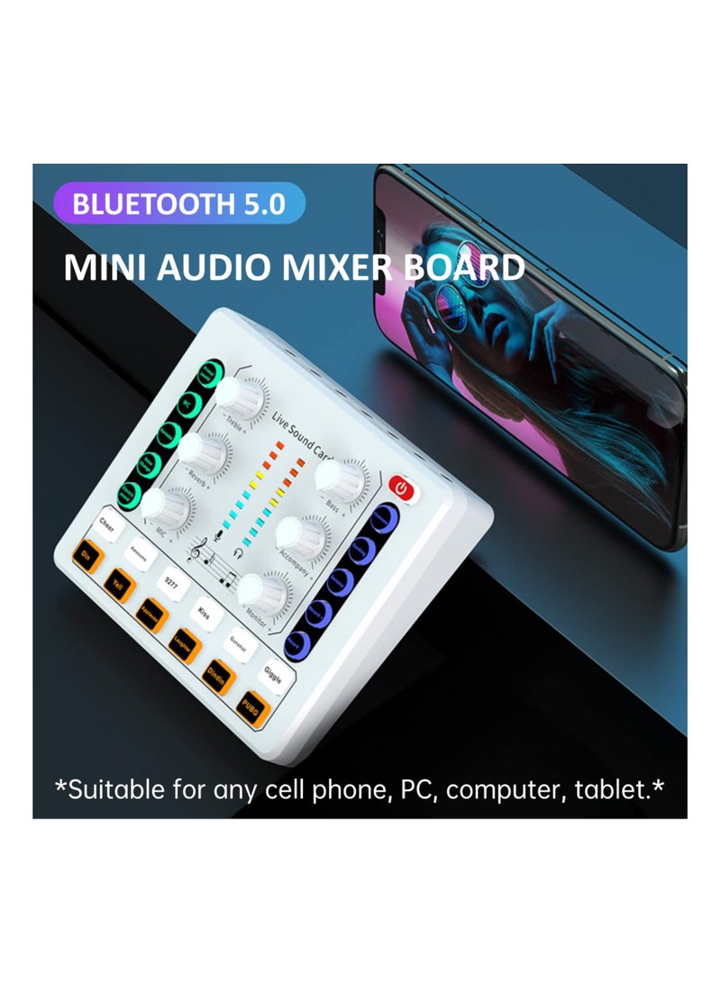 Live Sound Card, Mini Audio Mixer Board for PC Computer Phone, Voice Changer Sound Card Fit for PS4, Xbox, Switch, DJ Mixer, Podcast for Music Recording Karaoke Singing Broadcast, Recording Card - Image 3