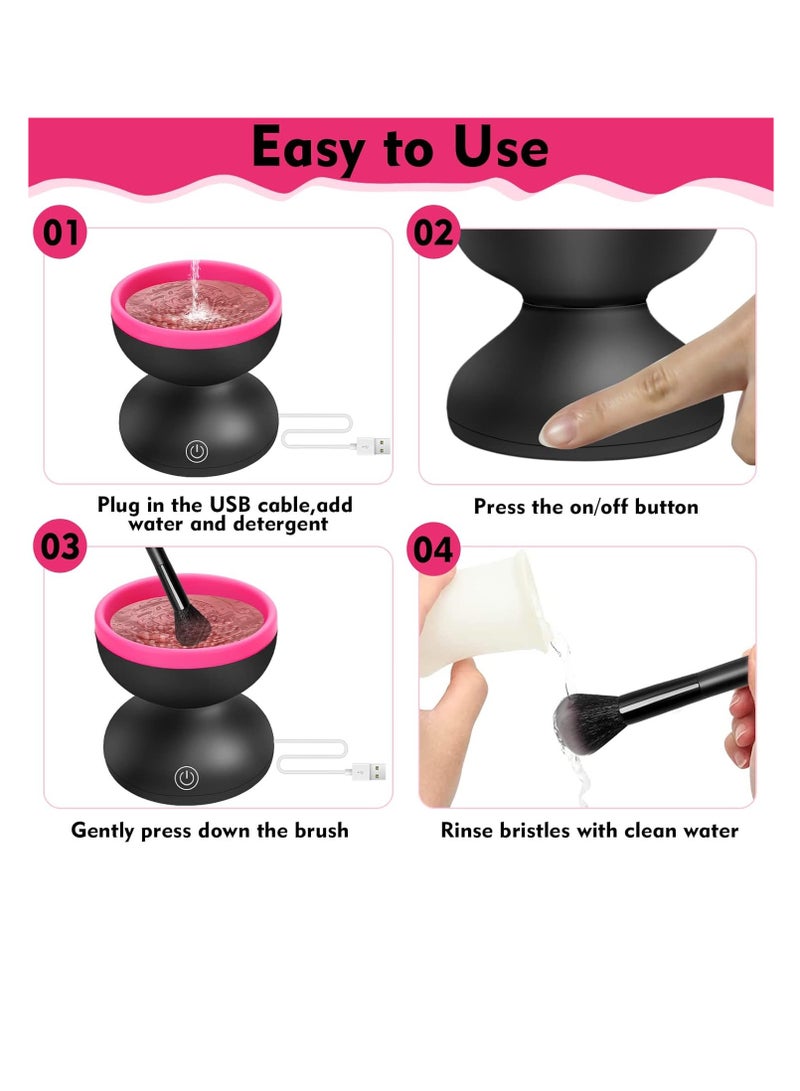 Electric Makeup Brush Cleaner (Fuschia & Black) - Image 2