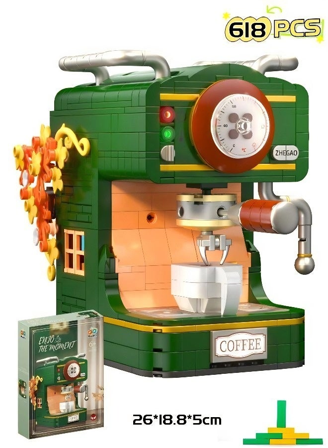 618-piece Retro European Street Scene Cafe Building Block Set | Cube Puzzle Assembly Building Model, Perfect for Holiday and Birthday Gifts for Adults and Children, Includes Instructions and Tools - Image 1