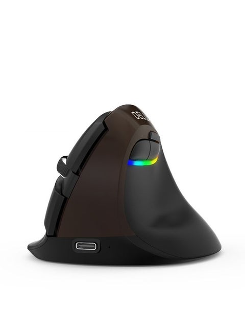 DELUX M618Mini Colorful Wireless Luminous Vertical Mouse Bluetooth Rechargeable Vertical Mouse(Elegant black)