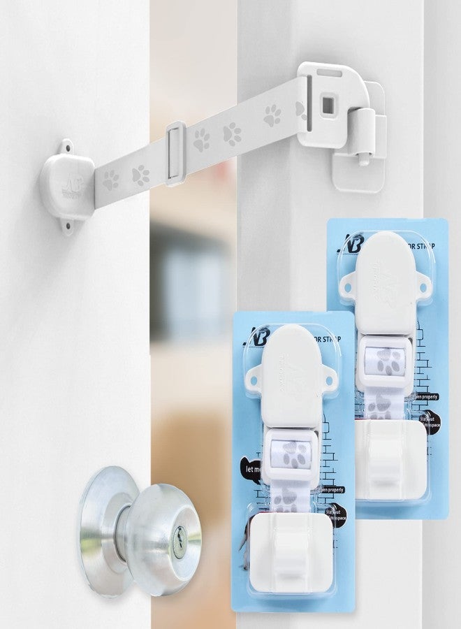 Neobay Adjustable Door Strap and Latch, Damage-Free Cat Door Latch to Keep Dog Out of Litter Box, Economical Alternative of Pet Gates and Interior Cat Door, Basic 2 Packs - Image 1