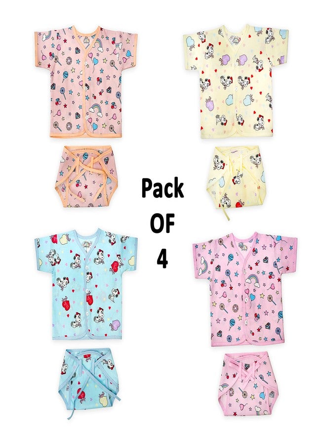 CUTE LANDINGS أطقم ملابس حديثي الولادة القطنية الناعمة للجنسين من كيوت لاندينغز - سترة فضفاضة بأكمام قصيرة وملابس داخلية/جابلاس ولانغوت/حفاضات (أكمام نصفية ومجموعة حفاضات، 0-3 أشهر)، متعددة الألوان - Image 5