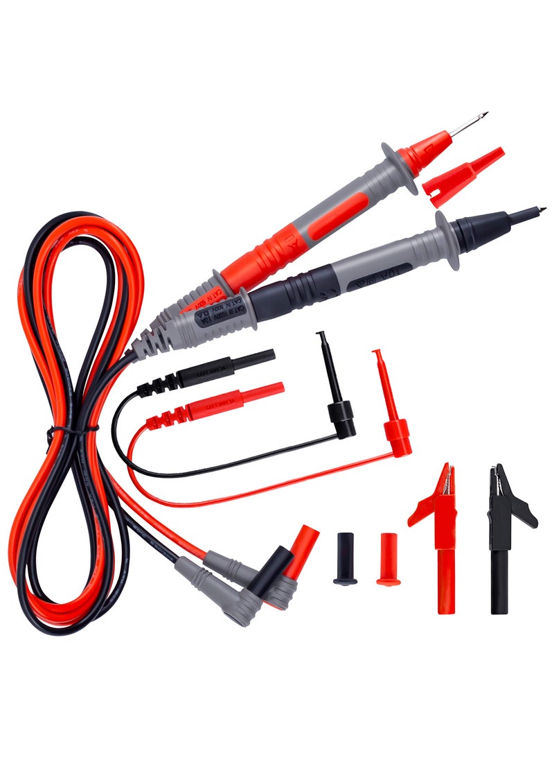 KAIWEETS KAIWEETS Soft Silicone Electrician Test Leads Kit CAT III 1000V & CAT IV 600V with Alligator Clips and Needle Probe for Fluke/AstroAI/INNOVA Multimeter Electronic Clamp Meter 9PCS  - Image 1