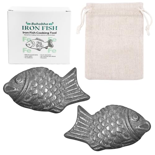 Buhobha Iron Fish Cooking Tool, Natural Cooking Tool to Add Iron to Food & Water, Safe & Effective Aid for Vegans, Athletes, Pregnant Women and Children (Silver 2Pack) - Image 1