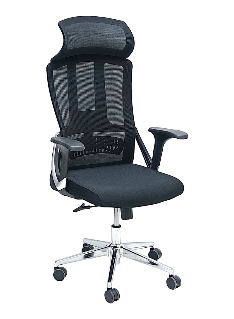 مفروشات صابر واخوانه (ذ.م.م) SBF Ergonomic Mesh Office Chair with Headrest, High Back, Adjustable Height and Tilt Back, Breathable Fabric, Chrome Base, Ideal for Home and Office - Image 1